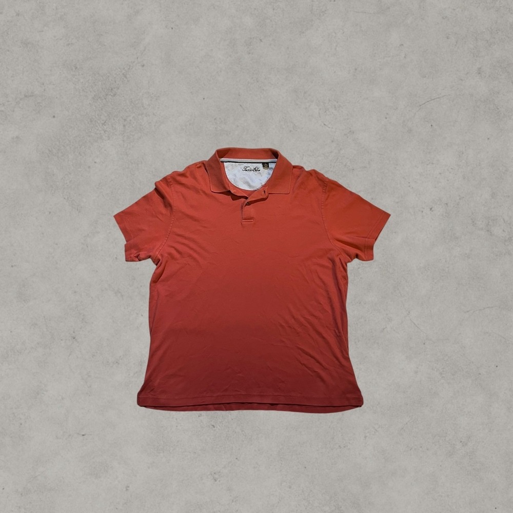 Tasso Elba Mens Short Sleeve Cotton Polo Shirt Orange Coral Size L
